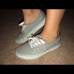 Gray vans w turquoise blue polka dots